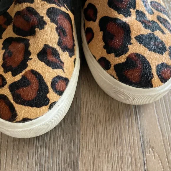 J Crew Factory Mo Hair Slip-on Leopard Print Low Top Sneaker Shoes 7M! - Picture 3 of 8